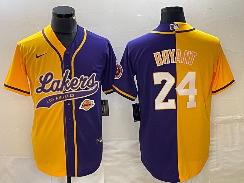 Men Los Angeles Lakers #24 Bryant yellow purple 2023 Nike Co Branding Game NBA Jersey style 2